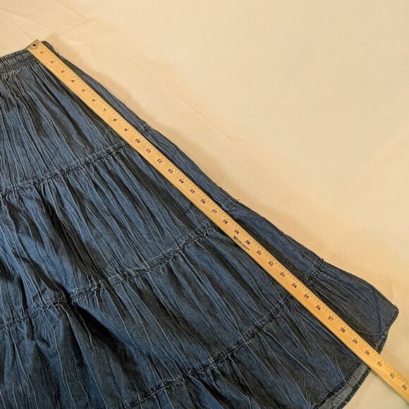 Alfred Dunner Beaded Denim Maxi Skirt 12P Elastic Waist Blue Jean Boho Midi - Picture 10 of 12